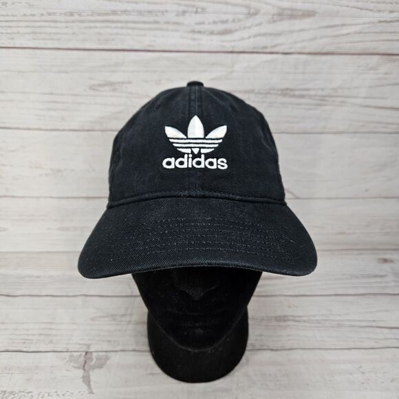 Adidas Hat Adjustable Originals Trefoil Dad Hat Black 100% Cotton Unisex Cap - Picture 1 of 6